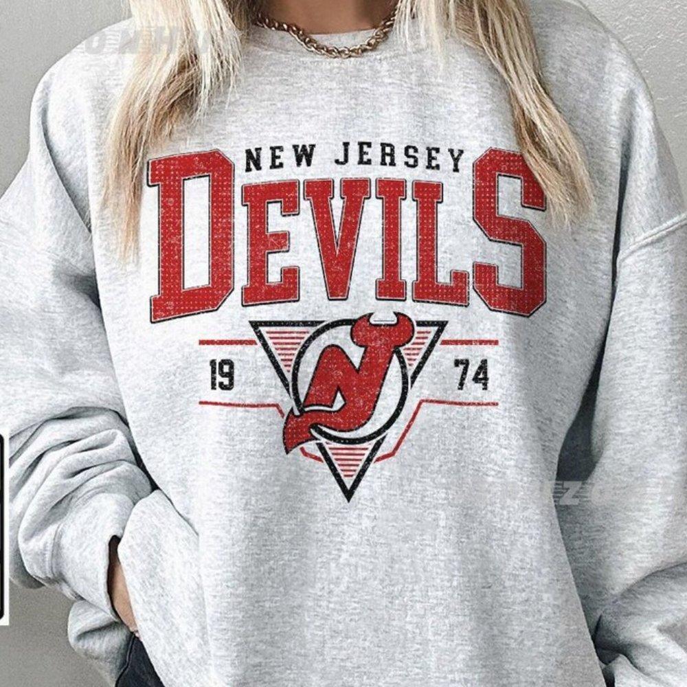 New Jersey Devils 1974, Crewneck New Jersey Devils Jersey Sweatshirt